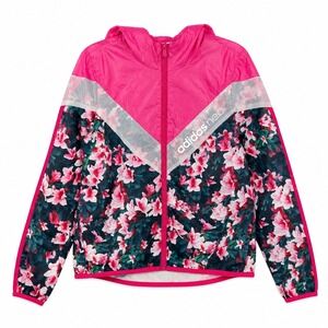 Adidas Neo Floral Windbreaker Jacket Women's Small Mesh Chevron Hooded
